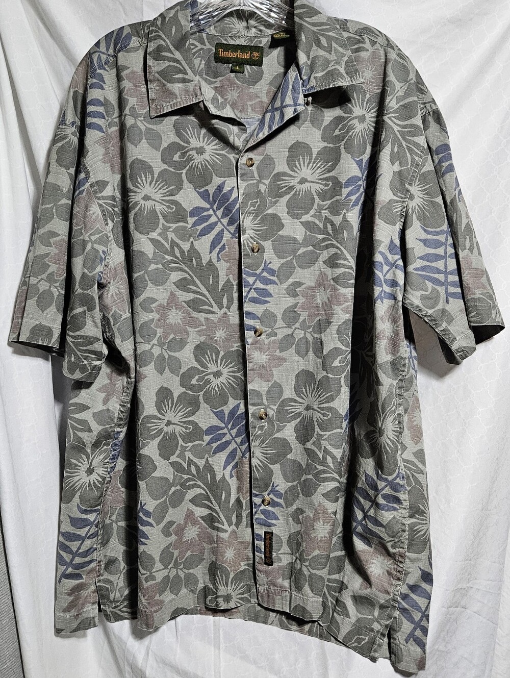 Vintage Timberland Mens XL Floral Short Sleeve Button Down Shirt Cotton (Rrh)